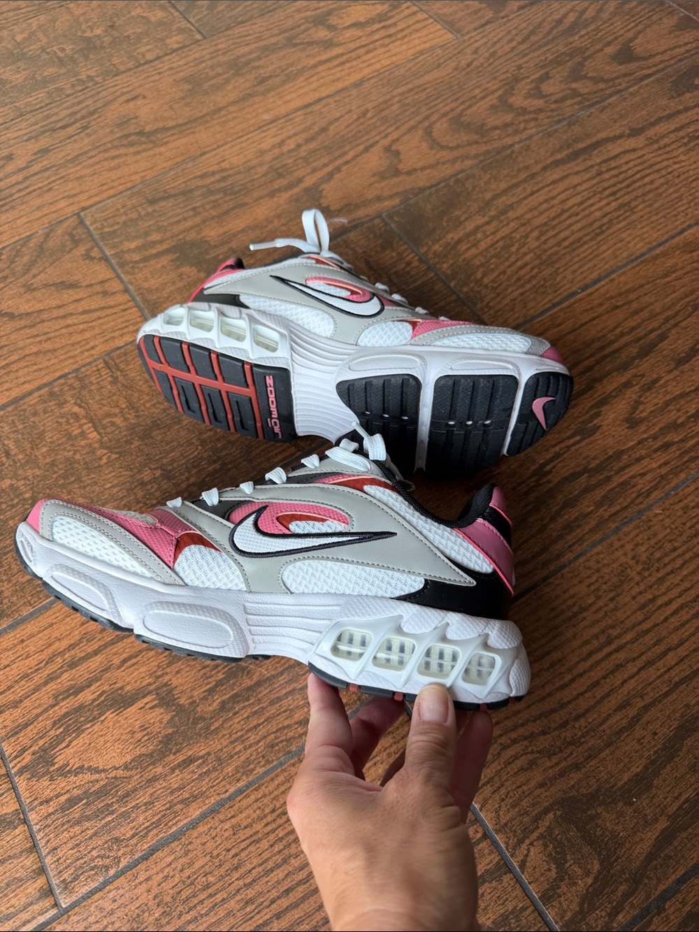 Nike Women's Zoom Air  Pink, White & Gray Mesh Running Sneakers - Picture 5 of 10
